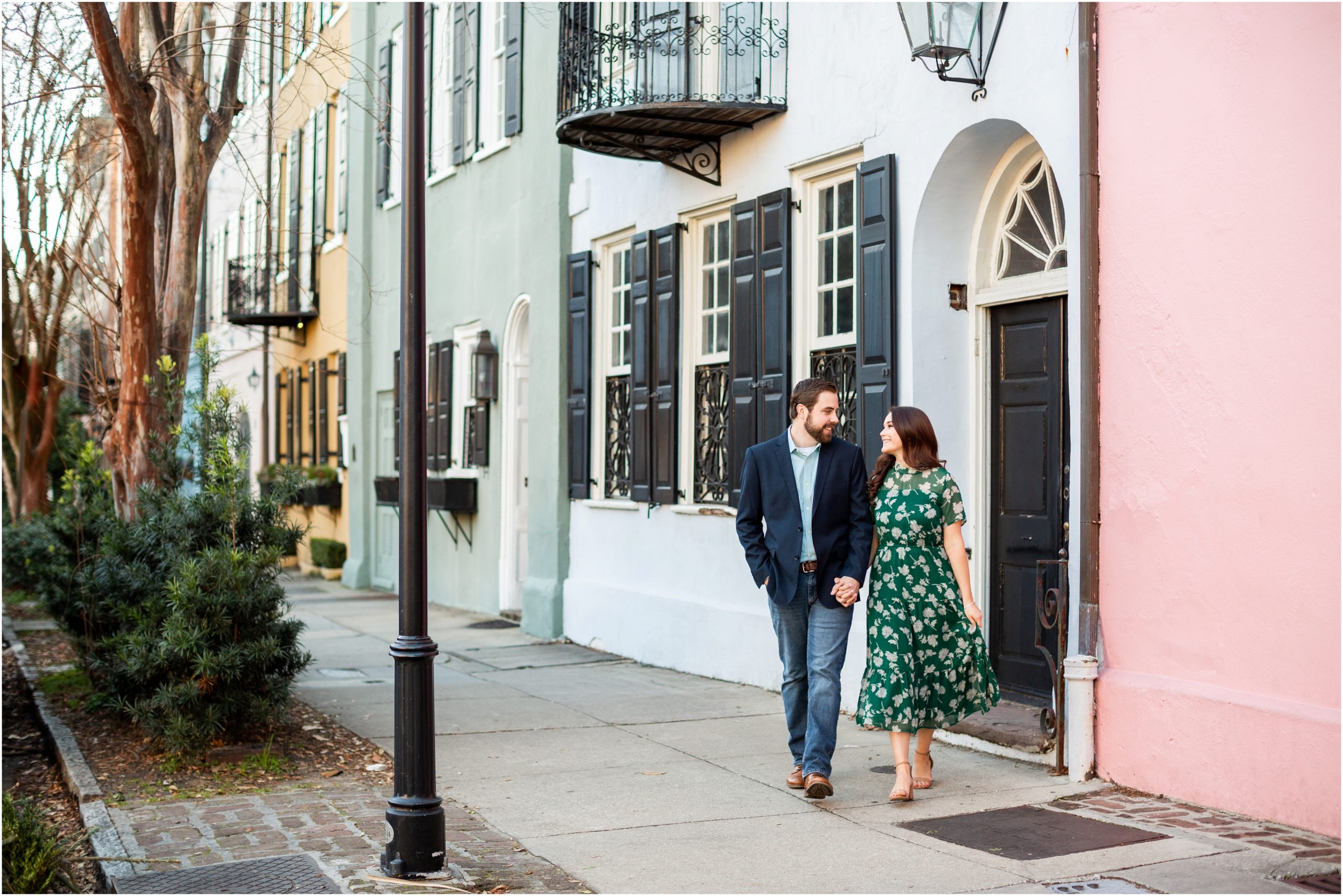 Downtown Charleston Engagement Session, Charleson Engagement Session, Charleston South Carolina Engagement Session, Charleston Engagement Photography, Charleston Engagement Photographer, Charleston Wedding Photographer, Rainbow Road Engagement Session, Green Engagement Session Dress, Engagement Session Outfit, Engagement Session Inspiration, Charleston Engagement Session Inspiration
