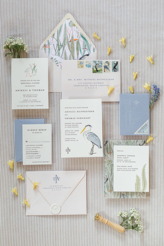 The stationery suite for this Kiawah River Destination Wedding