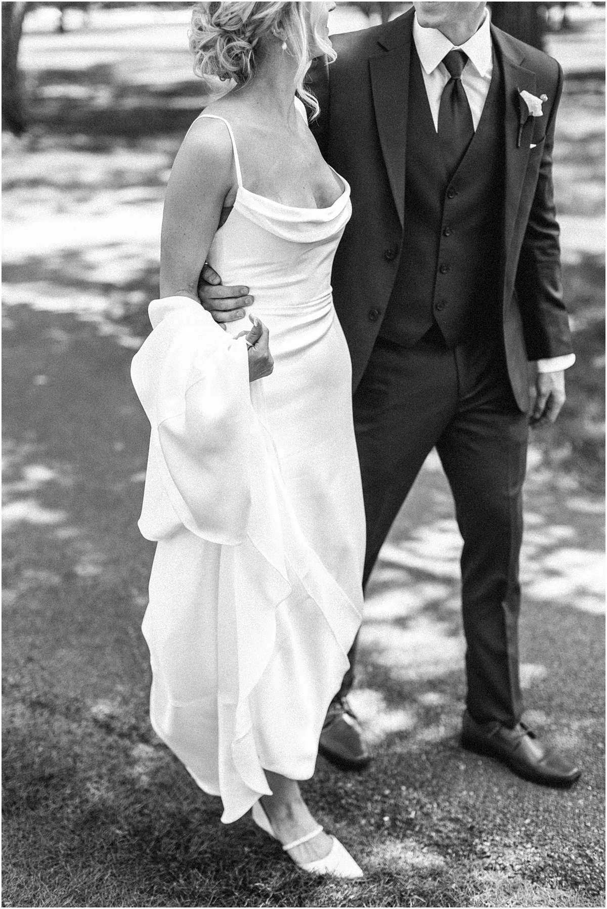 classic black and white wedding portraits of couple 