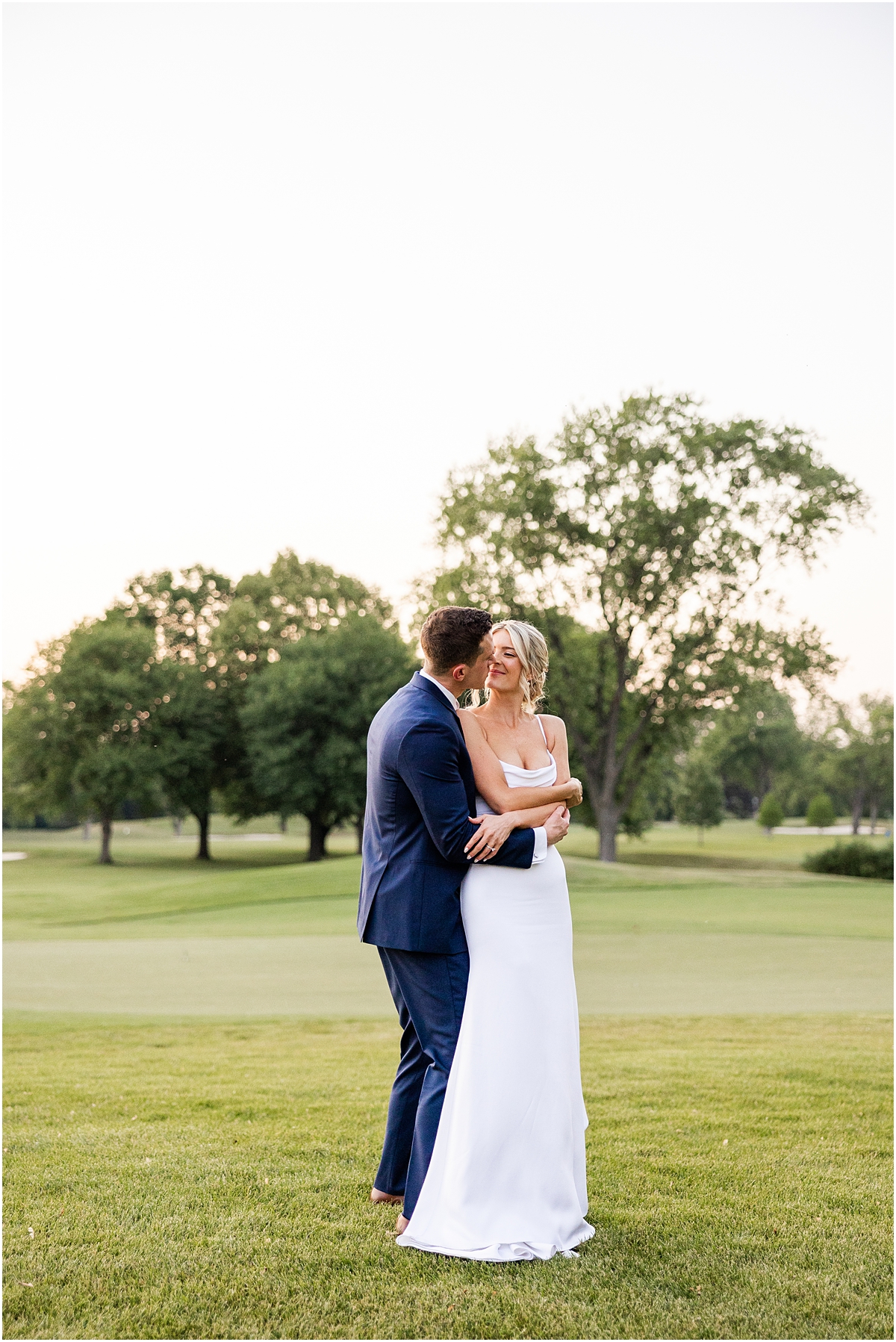 sunset wedding portraits from Classic and Romantic Wedding at River Forest Country Club 