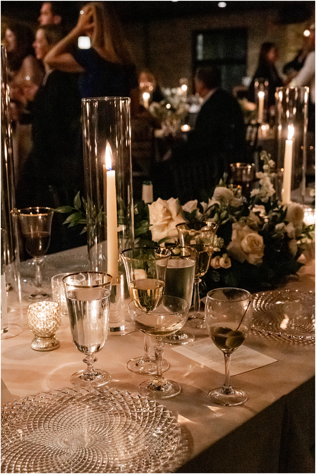 romantic candlelight at Chic Garden Inspired Wedding at Revel Motor Row