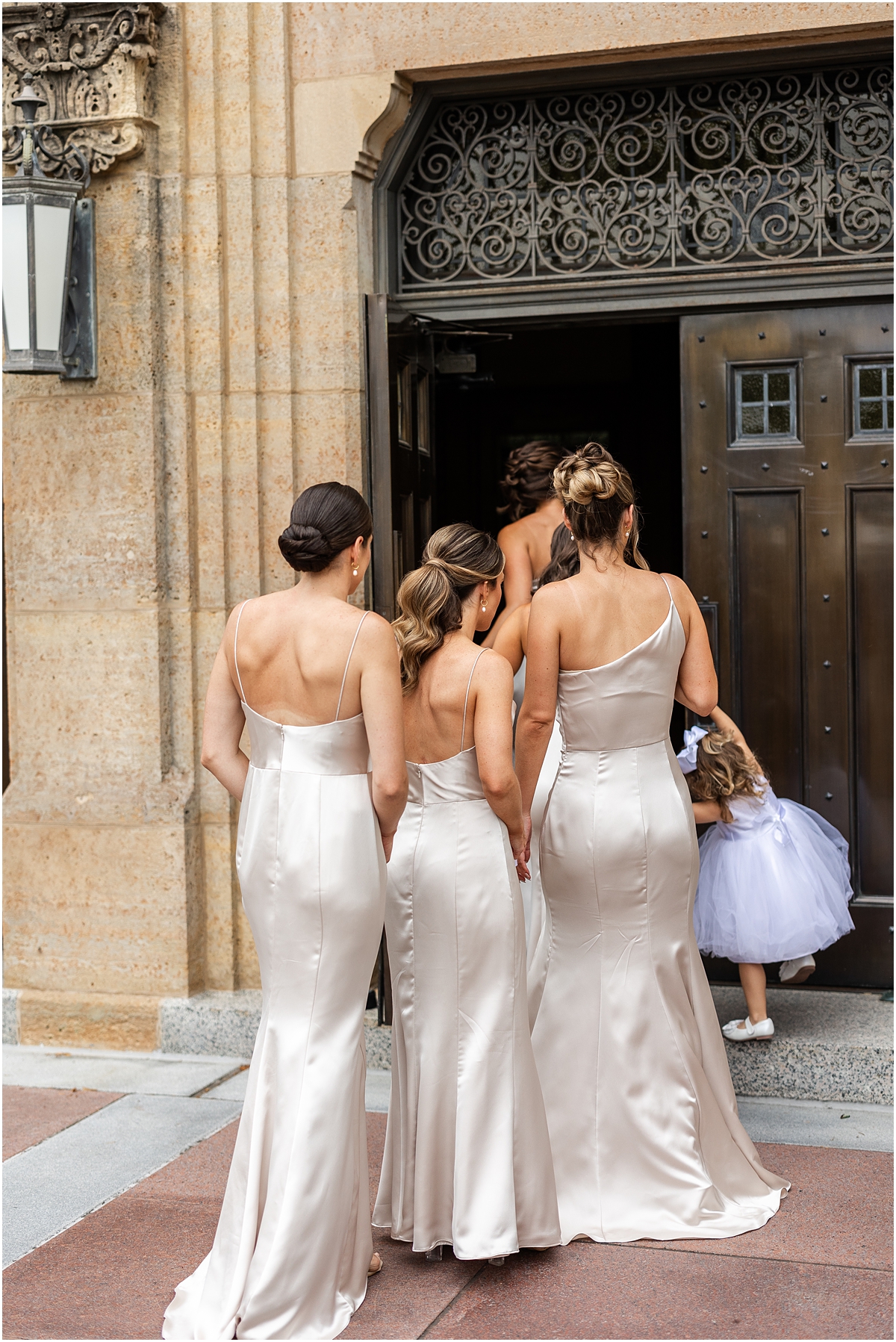 bridesmaids entering wedding ceremony