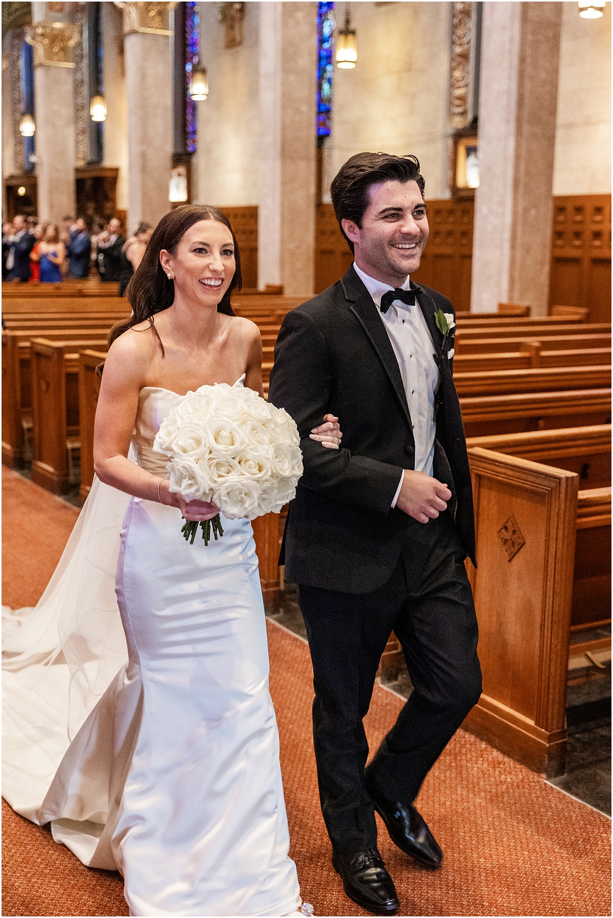 newlyweds exit church ceremony