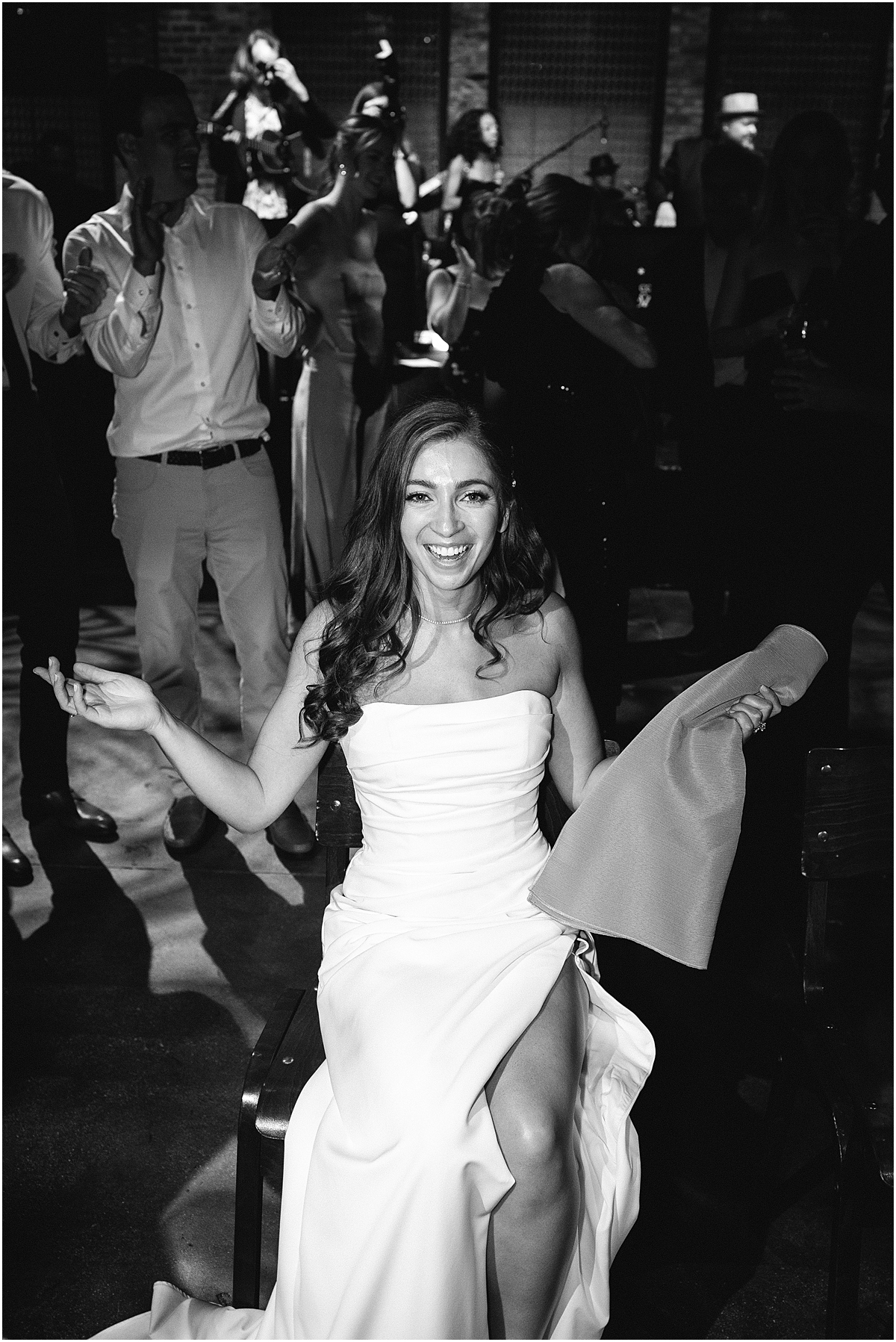 candid portrait of bride on dance floor