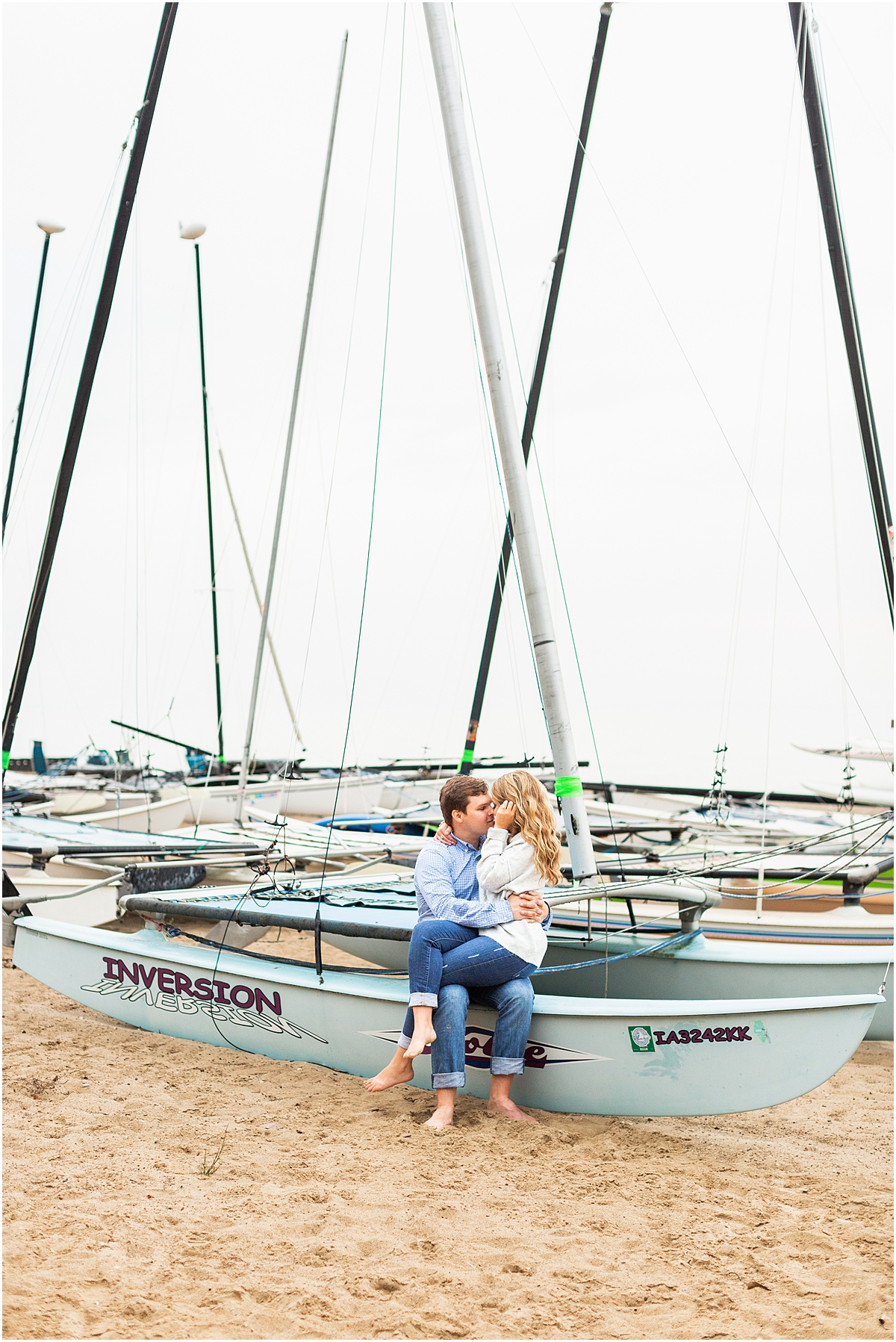 Engagement session on sailboat 
