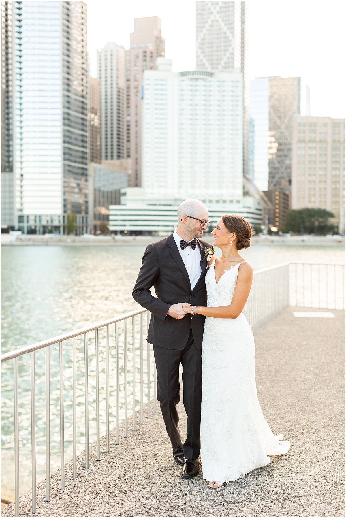 Wedding portraits at Olive Park in Chicago 