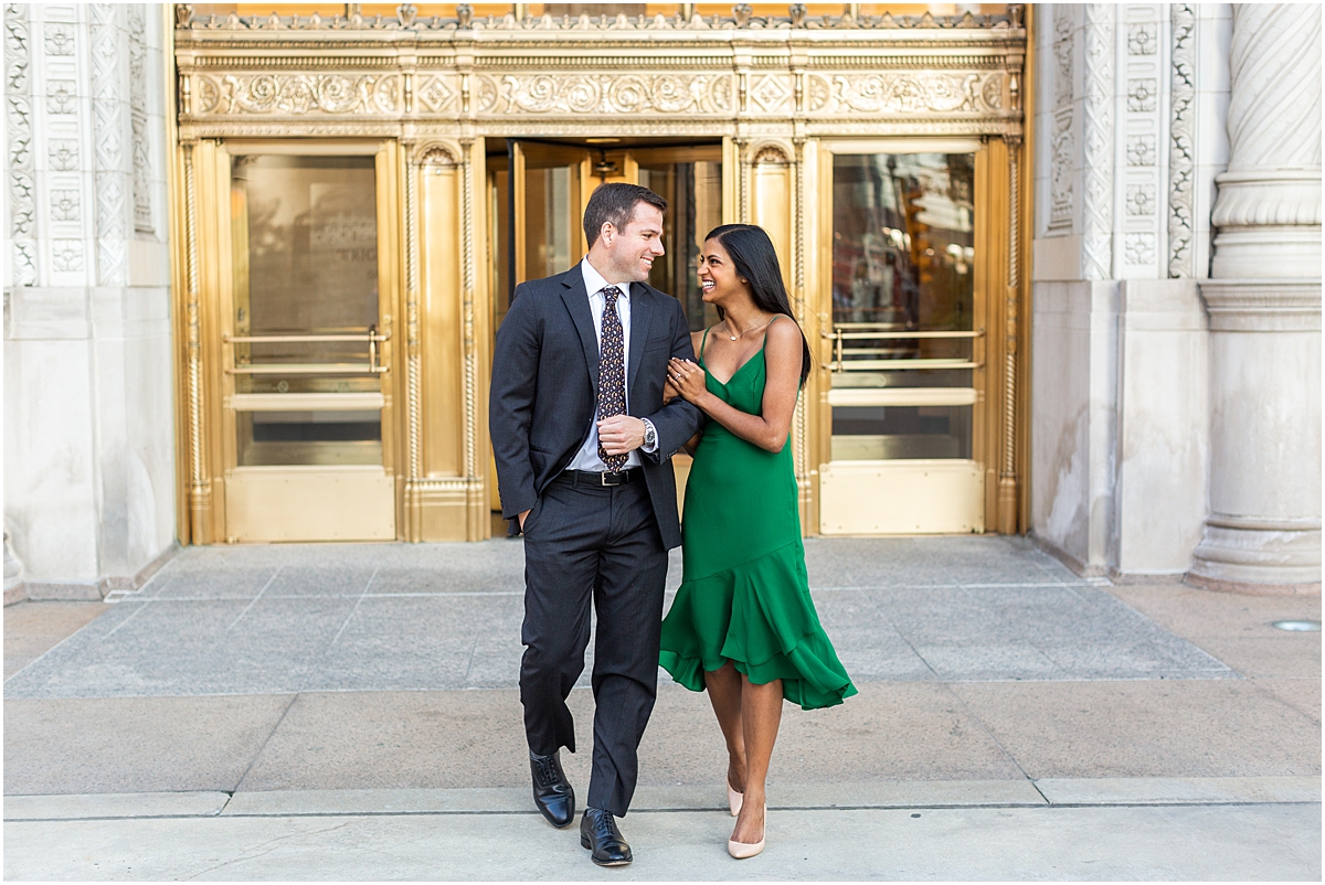 Chicago engagement session at Wrigley Building