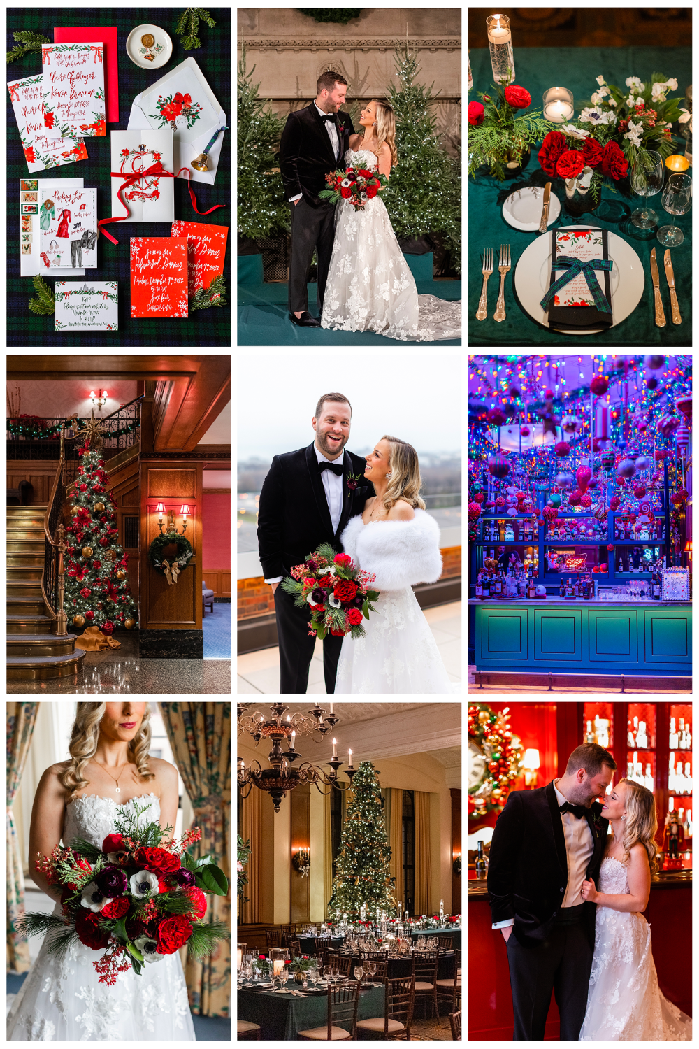 The Chicago Club Winter Wedding at Christmas photographed by Chicago Destination Wedding Photographer Alex Ferreri