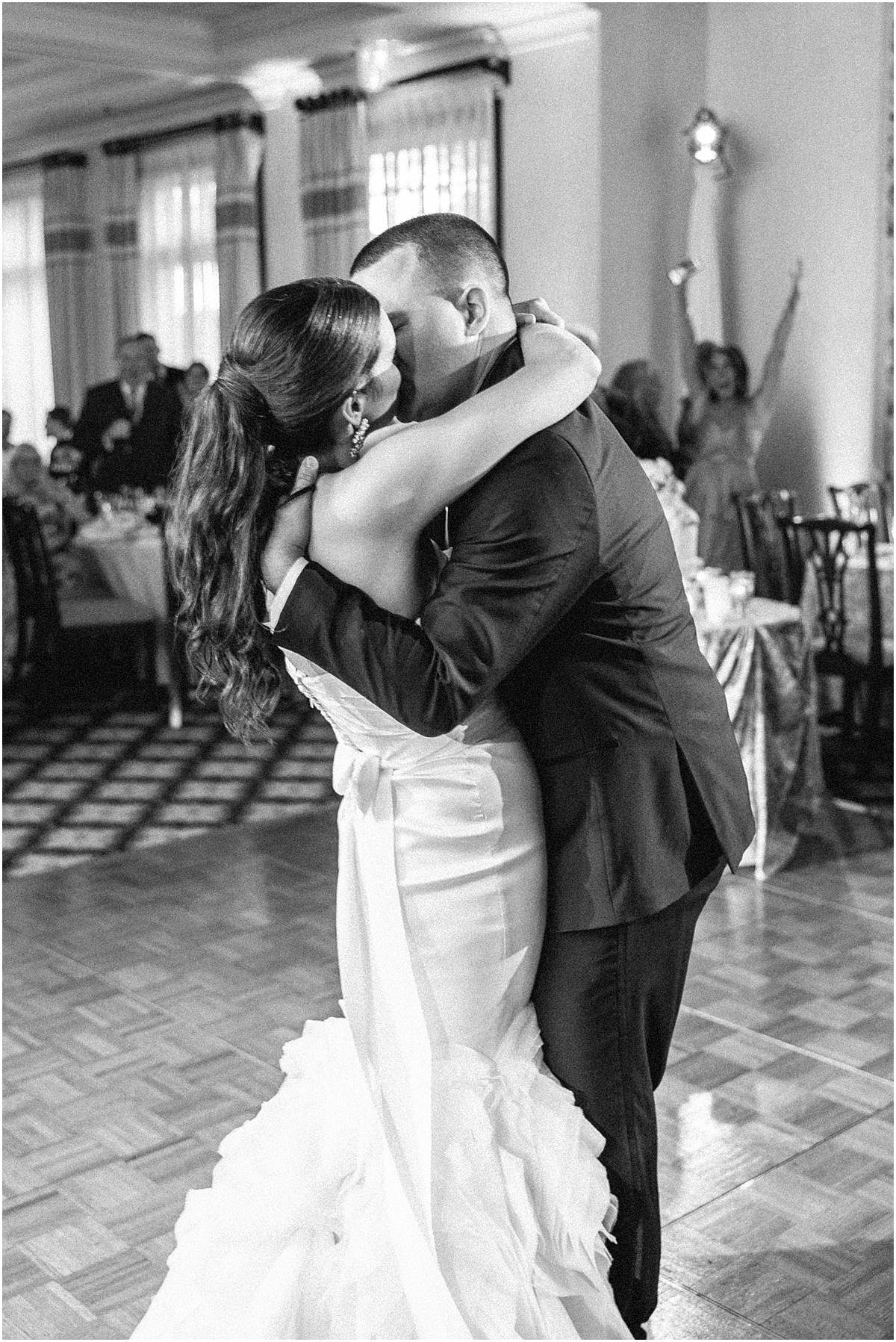 newlyweds dance together and share intimate moment on the dancefloor 