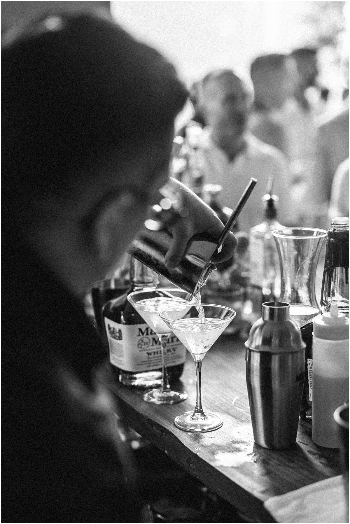bartender serves cocktails at party 