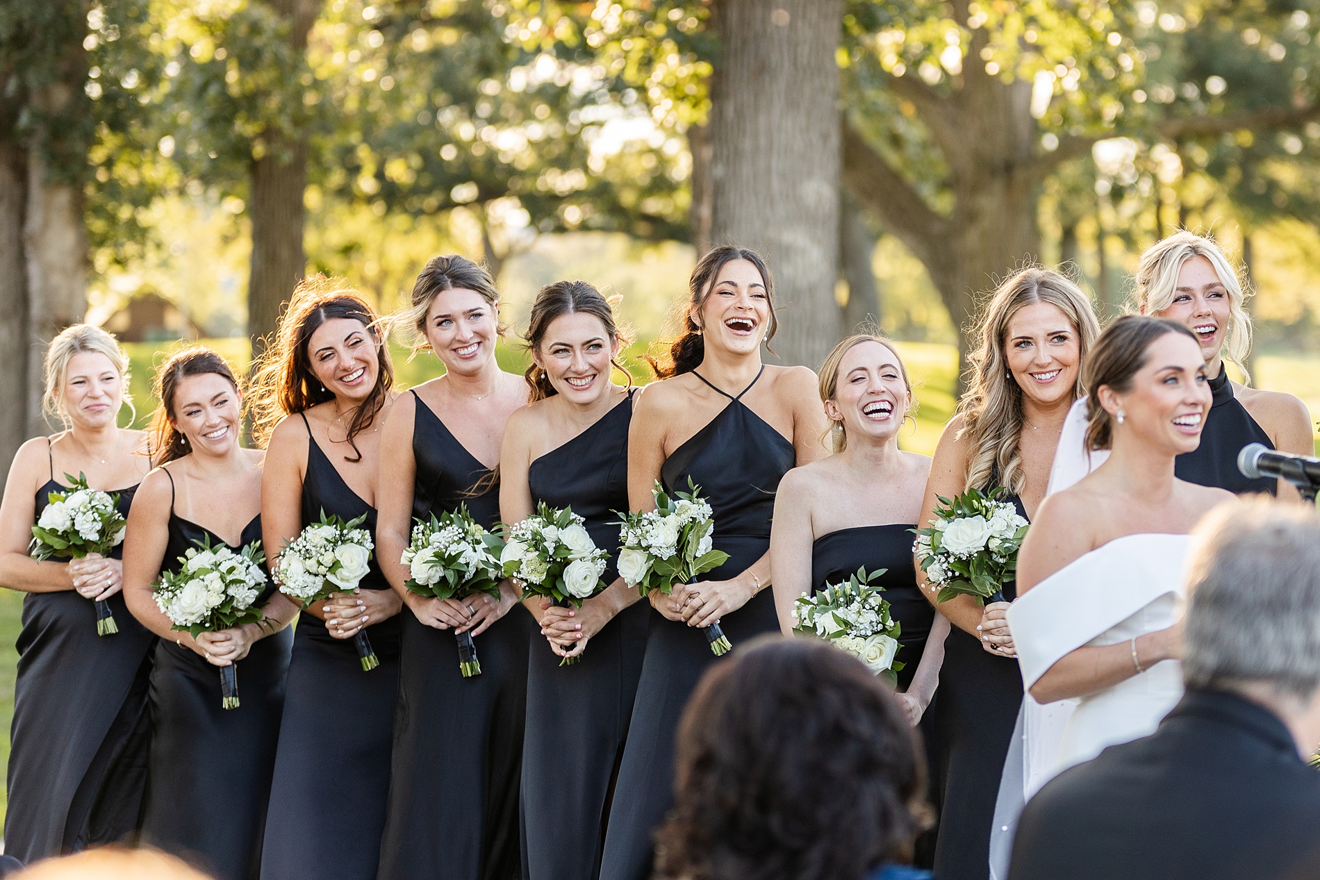 candid portraits of bridesmaids at wedding ceremony