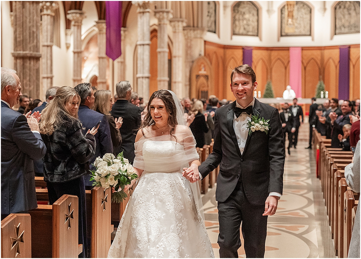 newlyweds exit Chicago church