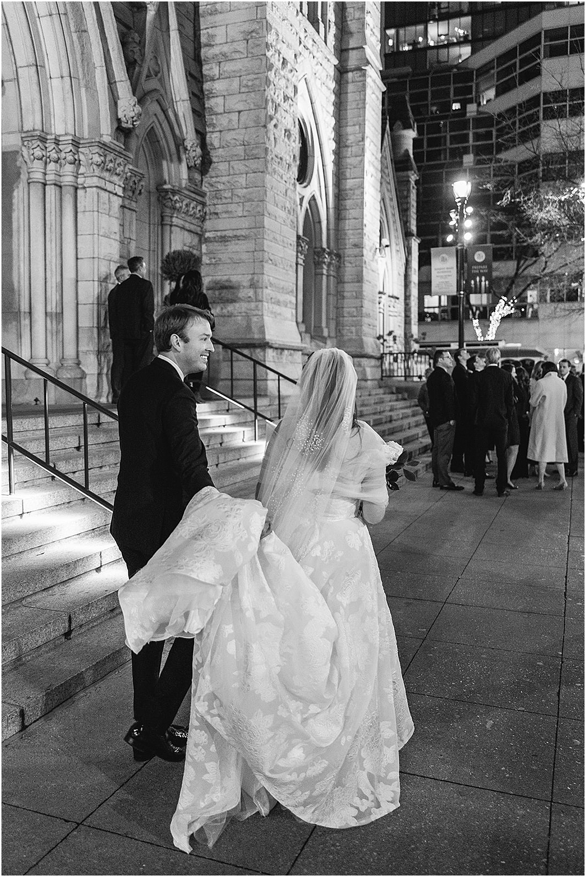 couple outside of church in Chicago
