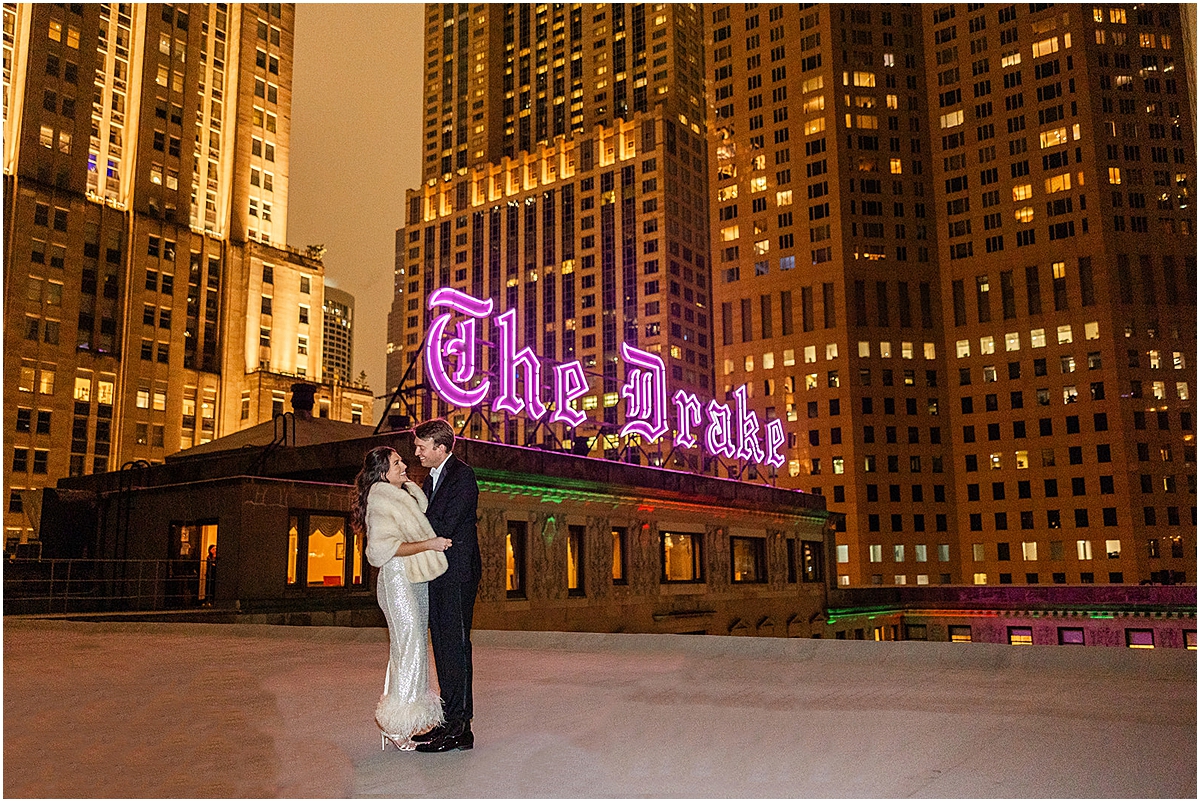 Elegant Chicago Winter Wedding portraits at The Drake Hotel
