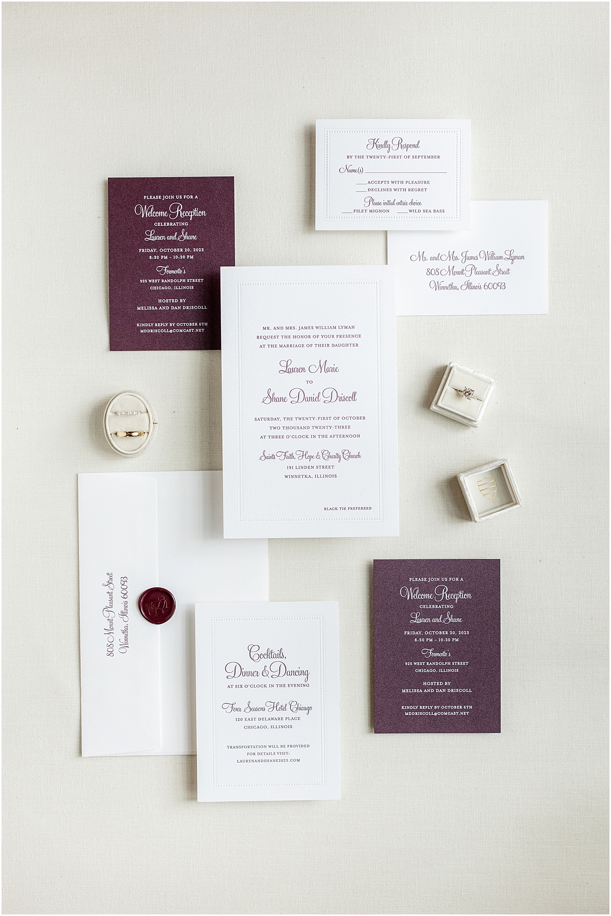 elegant wedding invitations from Four Seasons Hotel Chicago Wedding