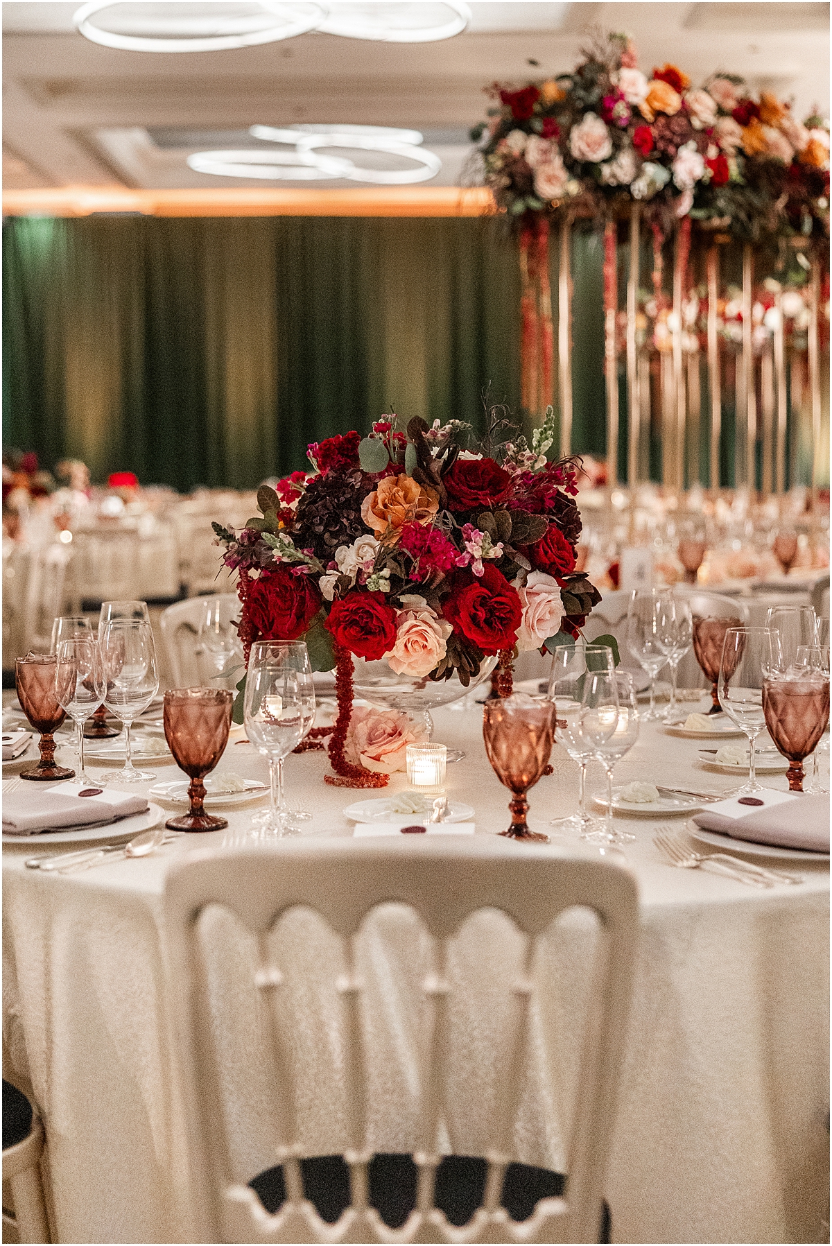 beautiful floral arrangements and place setting 