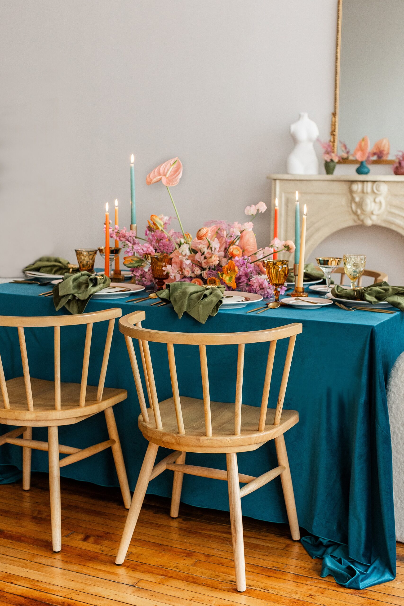 decorated tablescape from Amelia Cole Events Editorial at Sunset Studio Chicago