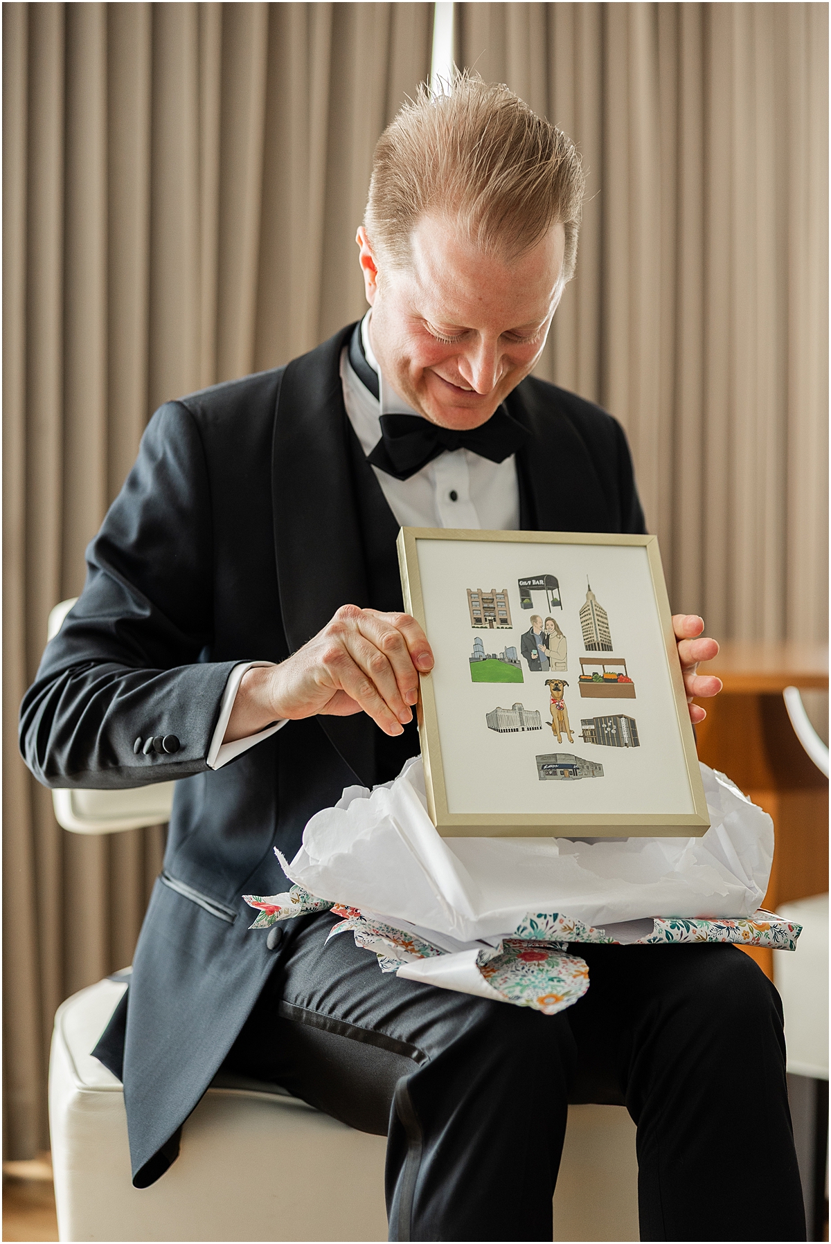 groom opens gift