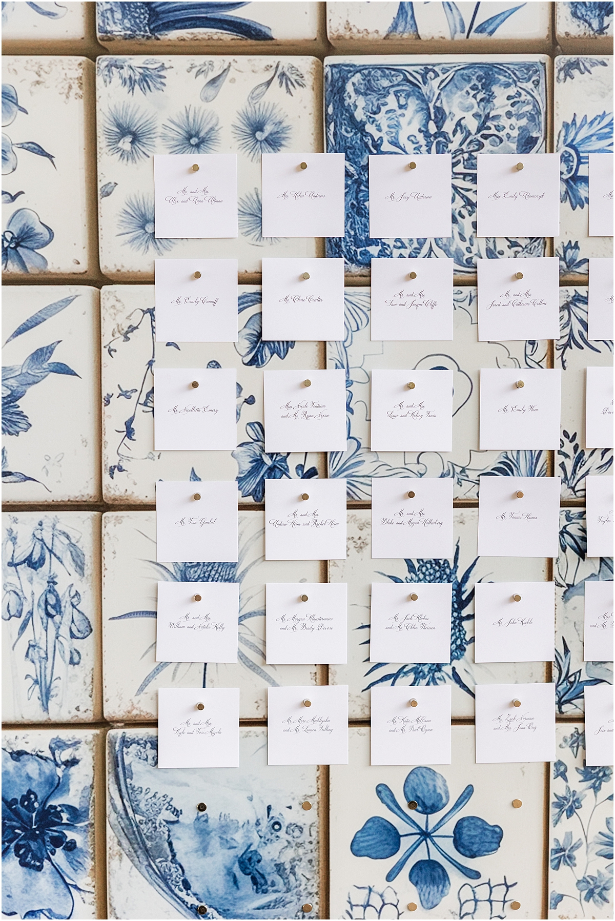 custom seating chart on blue tile display
