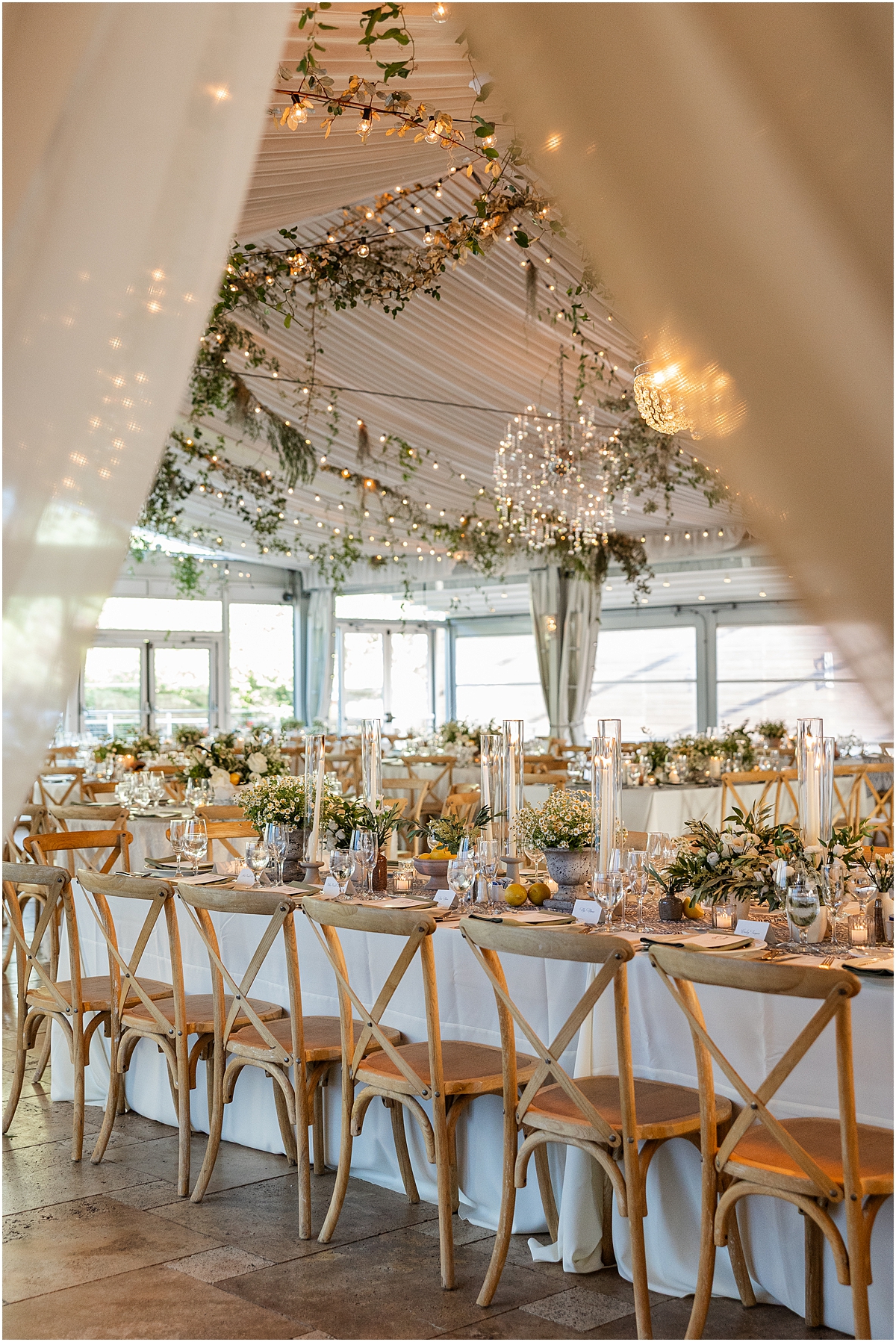 Elegant tented wedding reception at Galleria Marchetti Summer Wedding in Chicago
