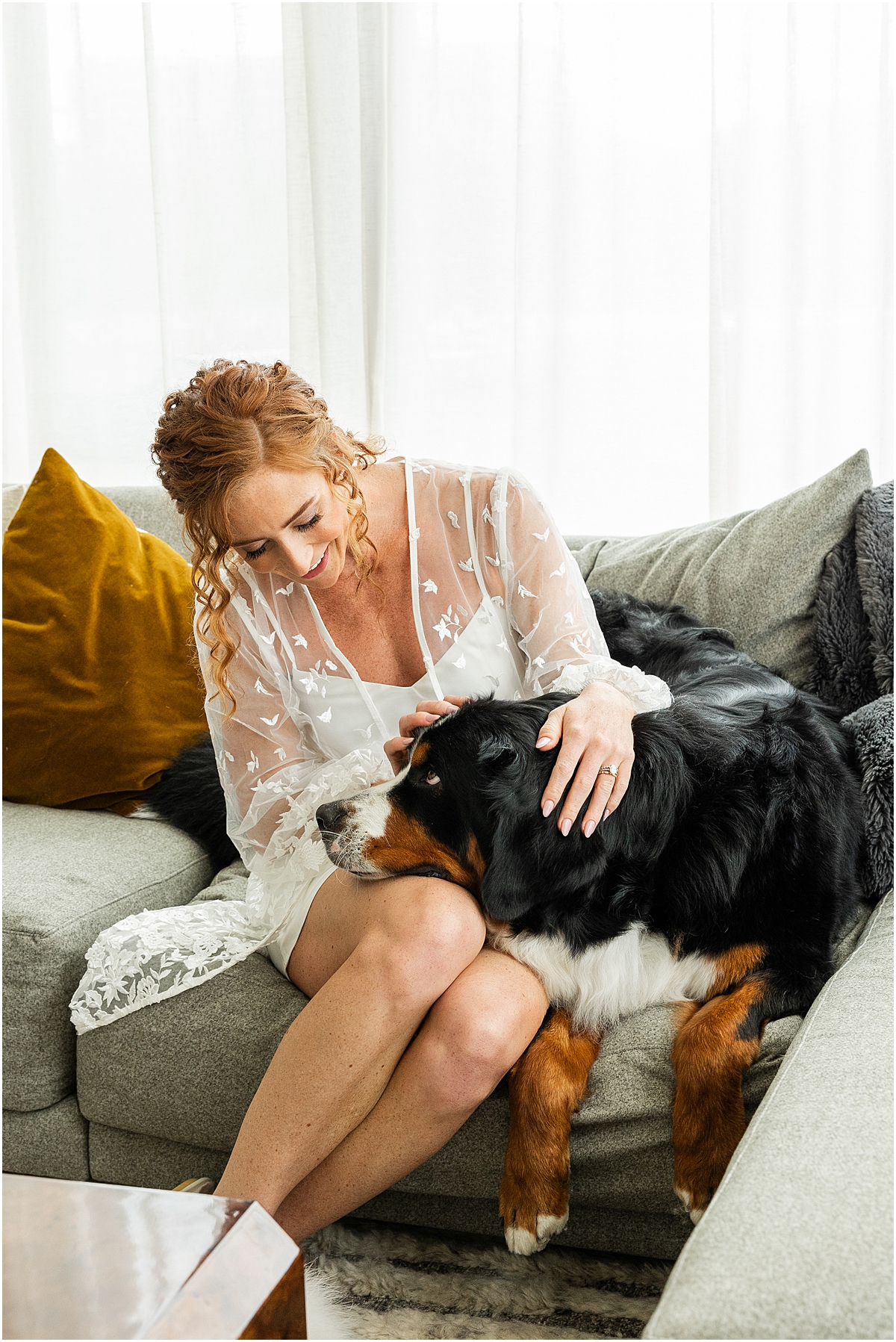 bride with her dog