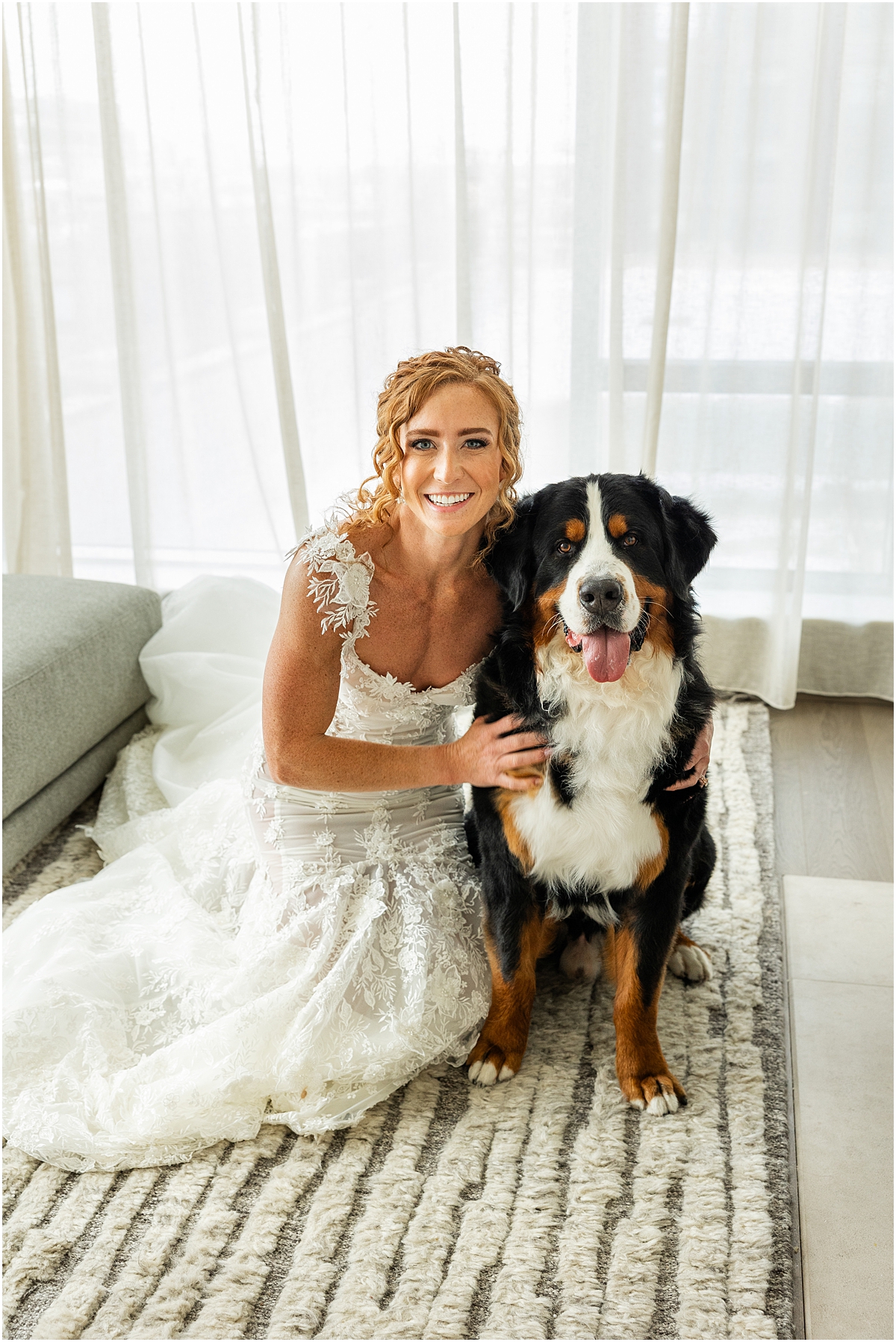 bride with her dog