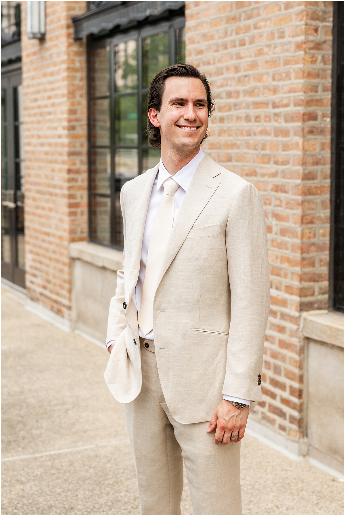 groom standing outside