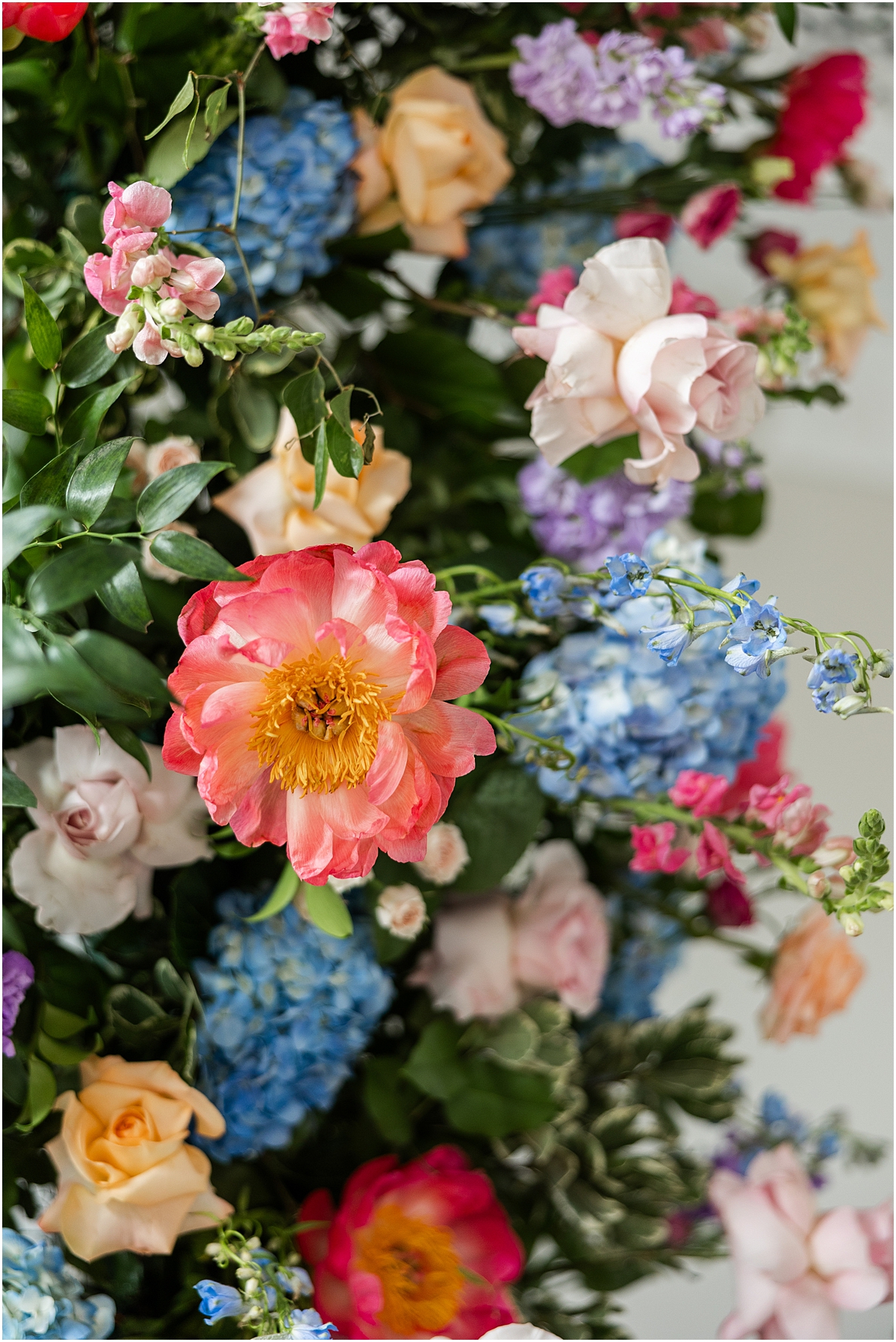 Colorful Summer Wedding flowers at Revel Motor Row
