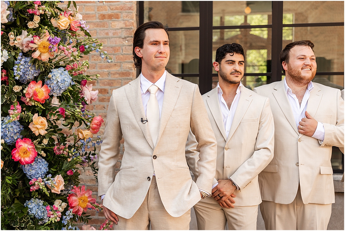 groom gets emotional seeing bride for first time down the aisle