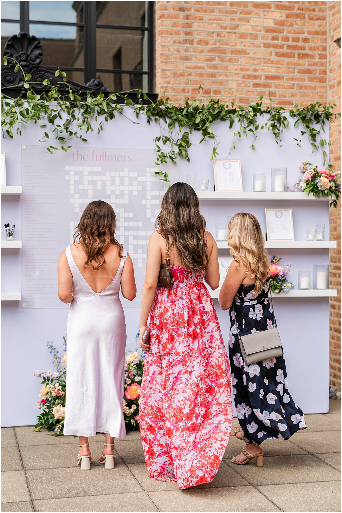wedding guests work on crossword puzzle