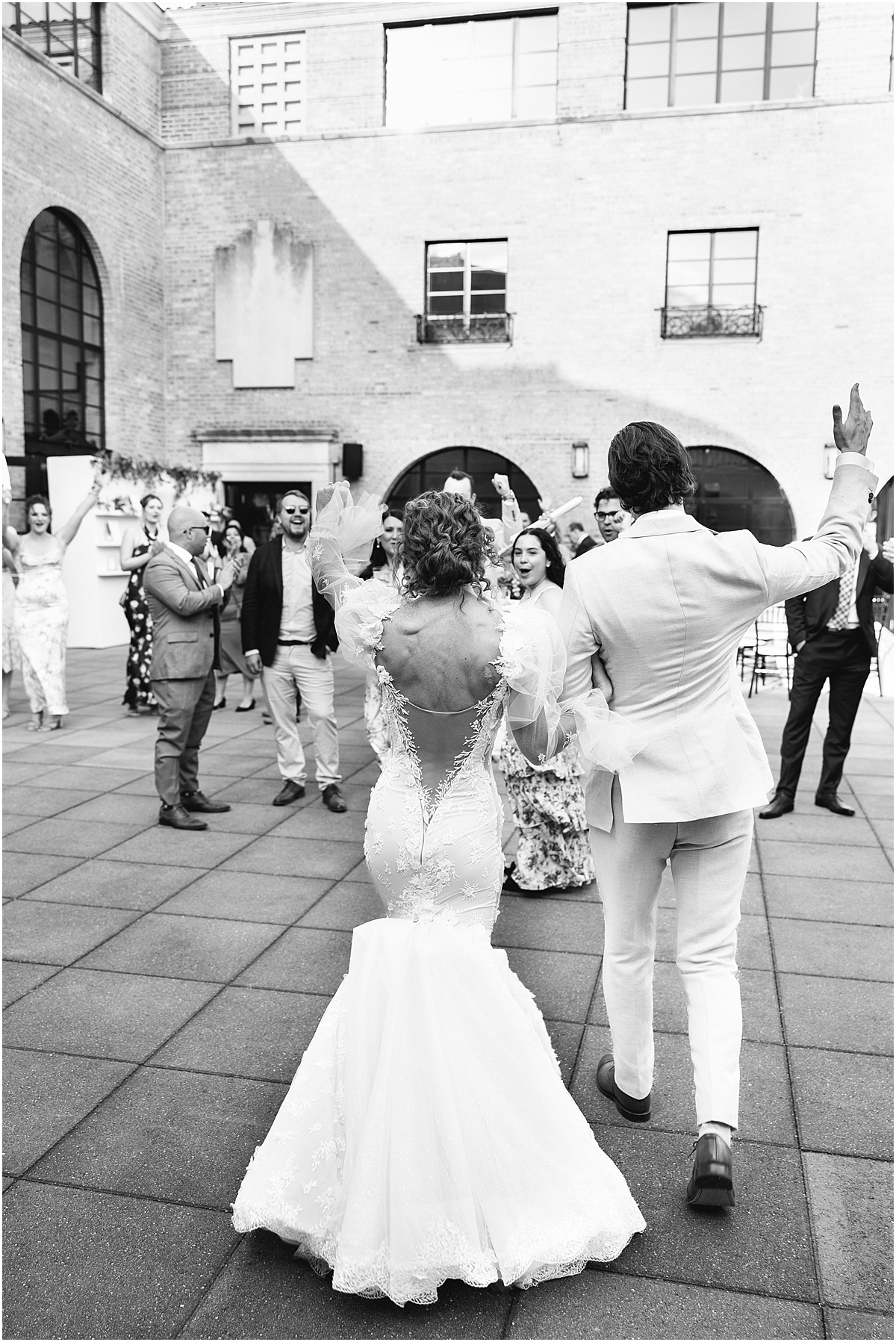 newlyweds at cocktail hour