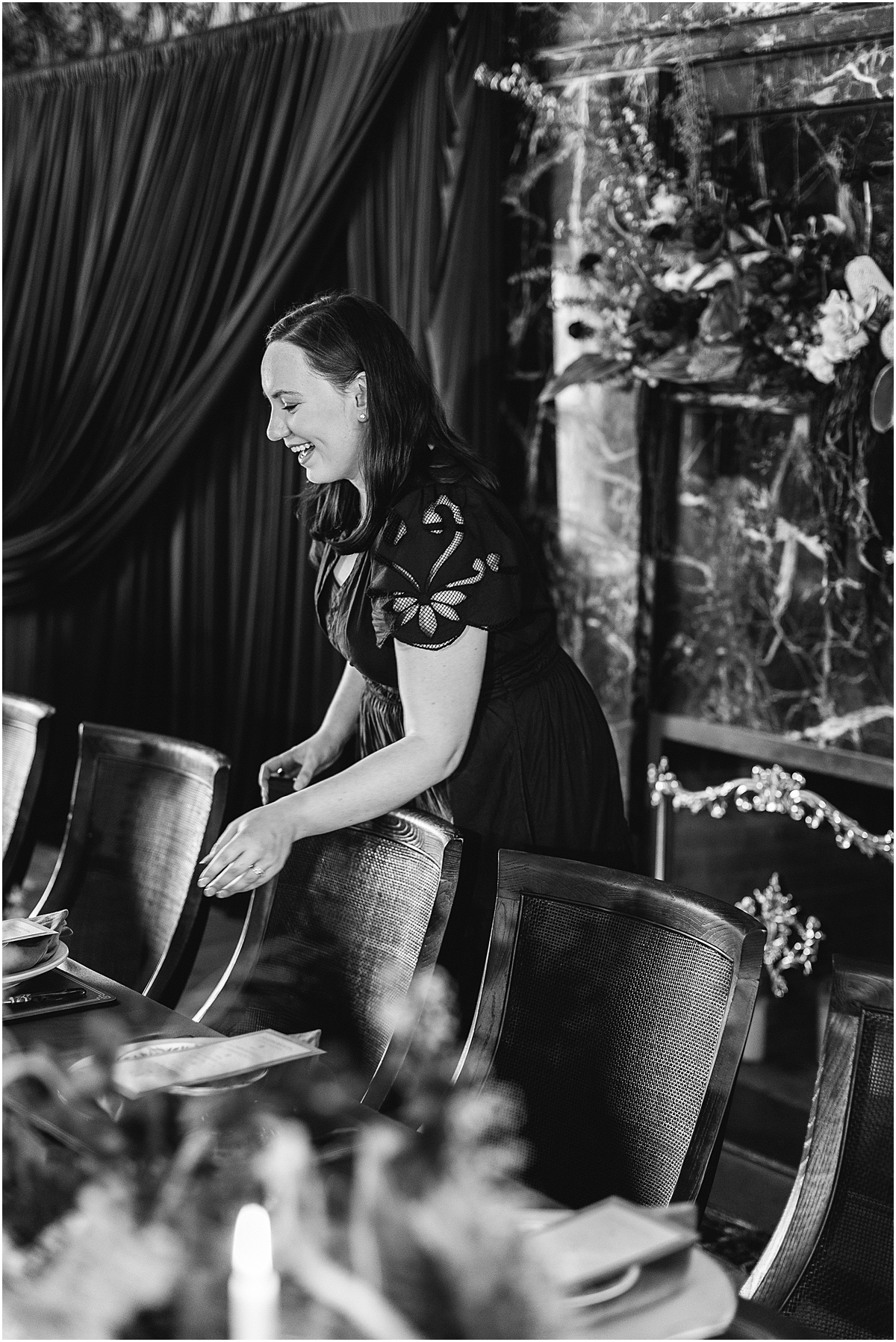 Elegant tablescape from Moody Maximalist Colvin House Wedding Editorial