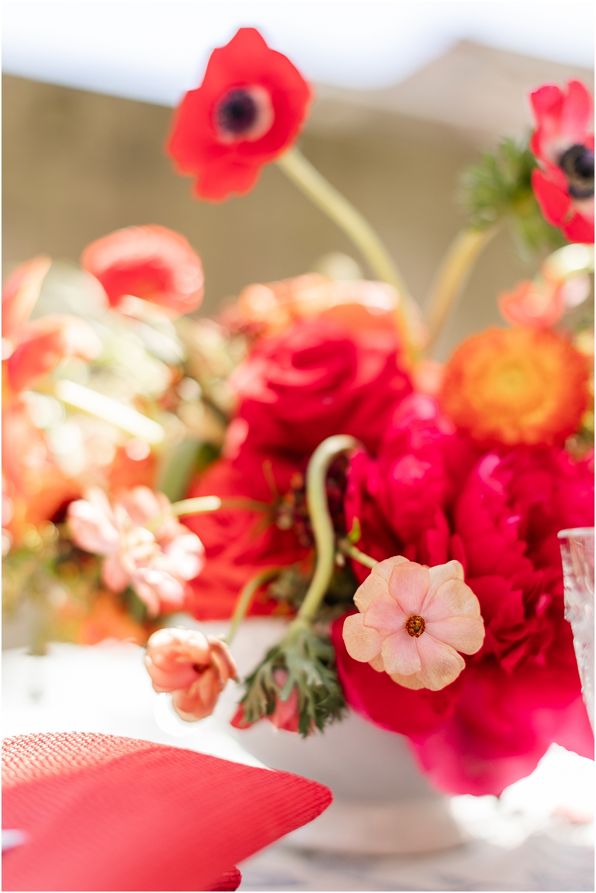 red flower centerpieces