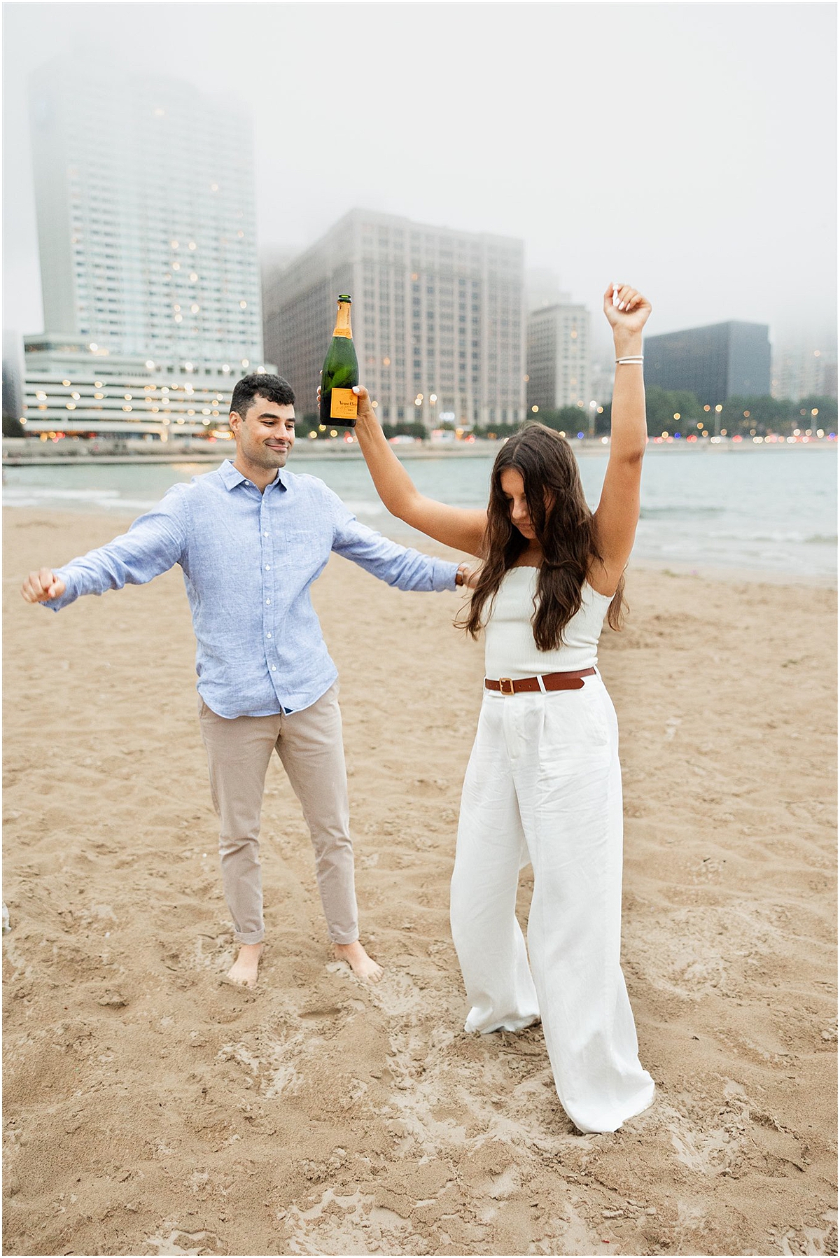 Downtown Chicago Engagement at North Avenue Beach