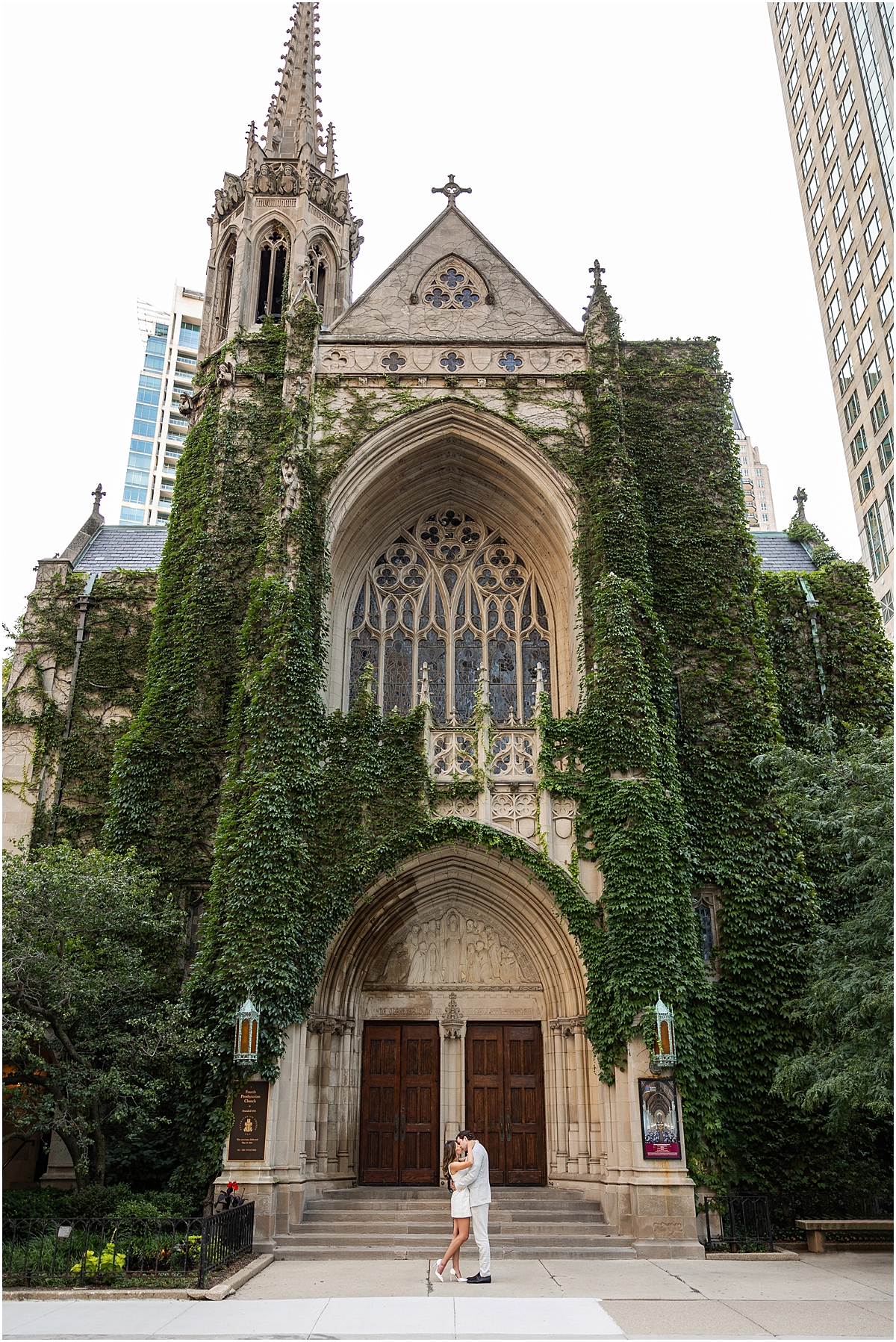 Fourth Presbyterian Church Engagement photos on Michigan Ave.