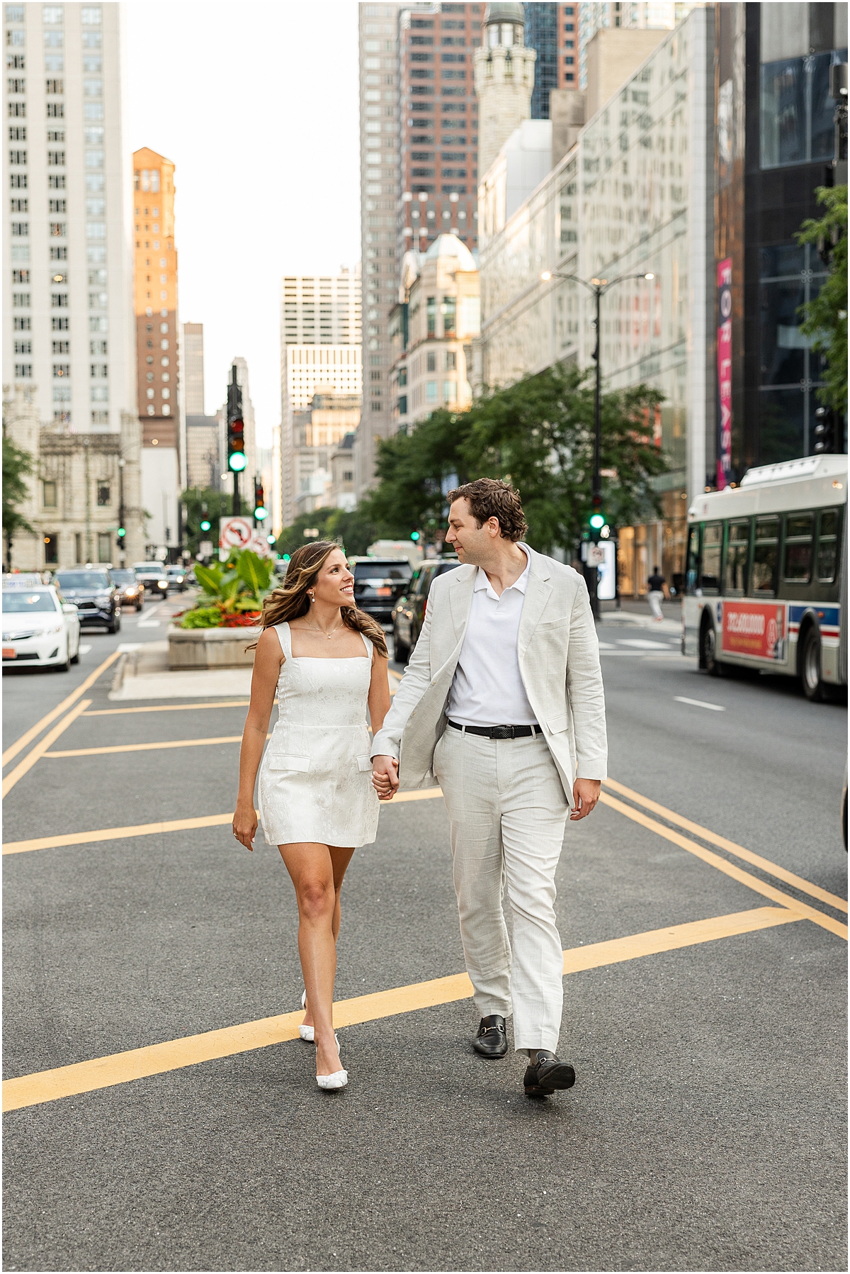 downtown Chicago summer engagement 