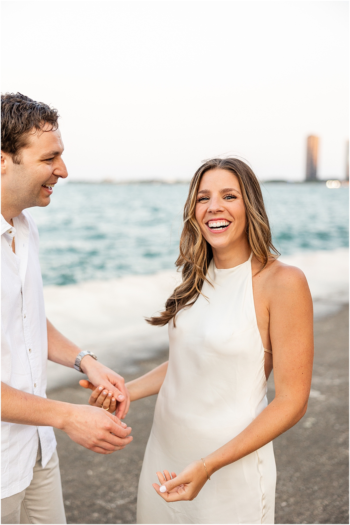 Romantic Summer Chicago Engagement Session at North Avenue Beach