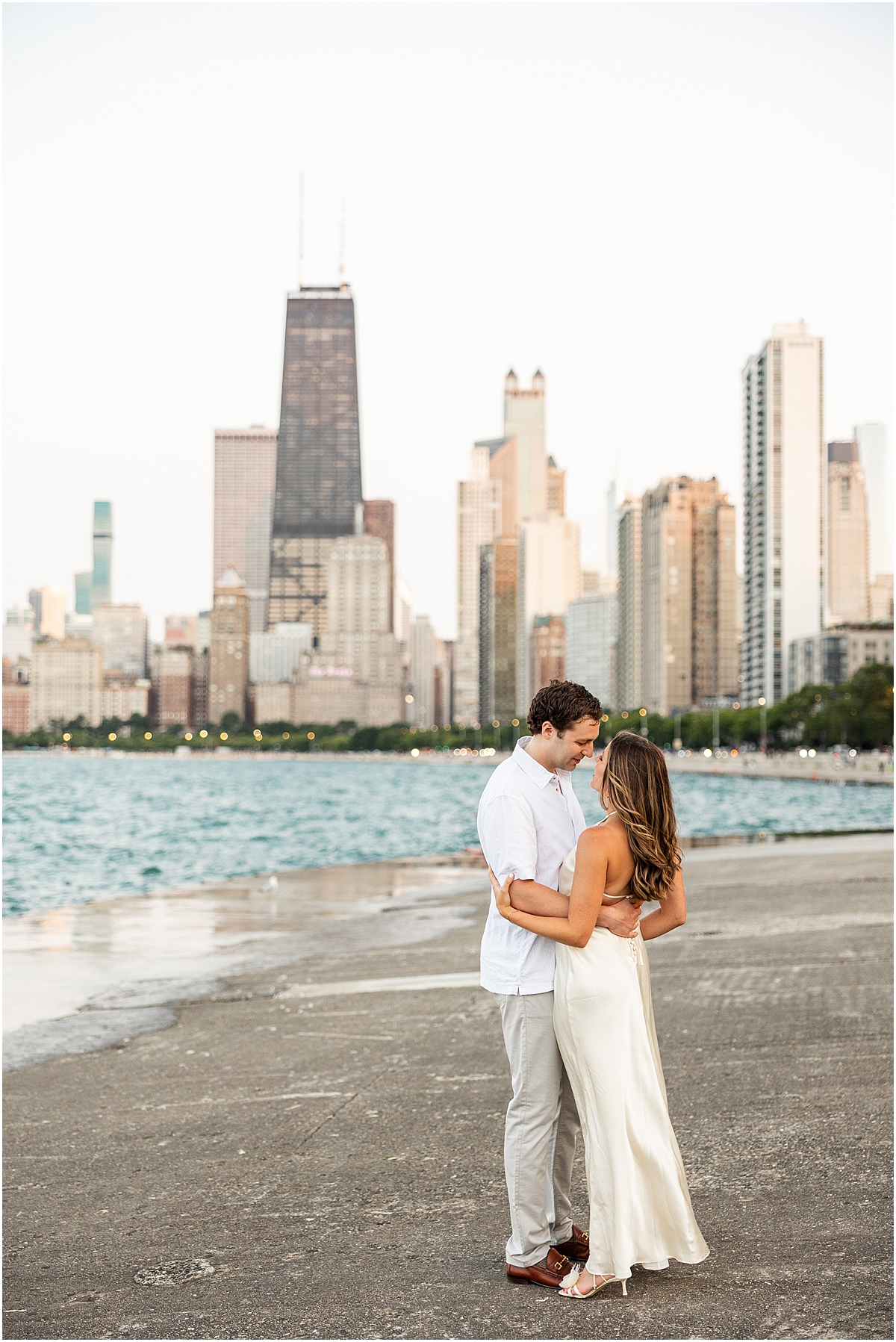 waterfront engagement photos at North Avenue Beach