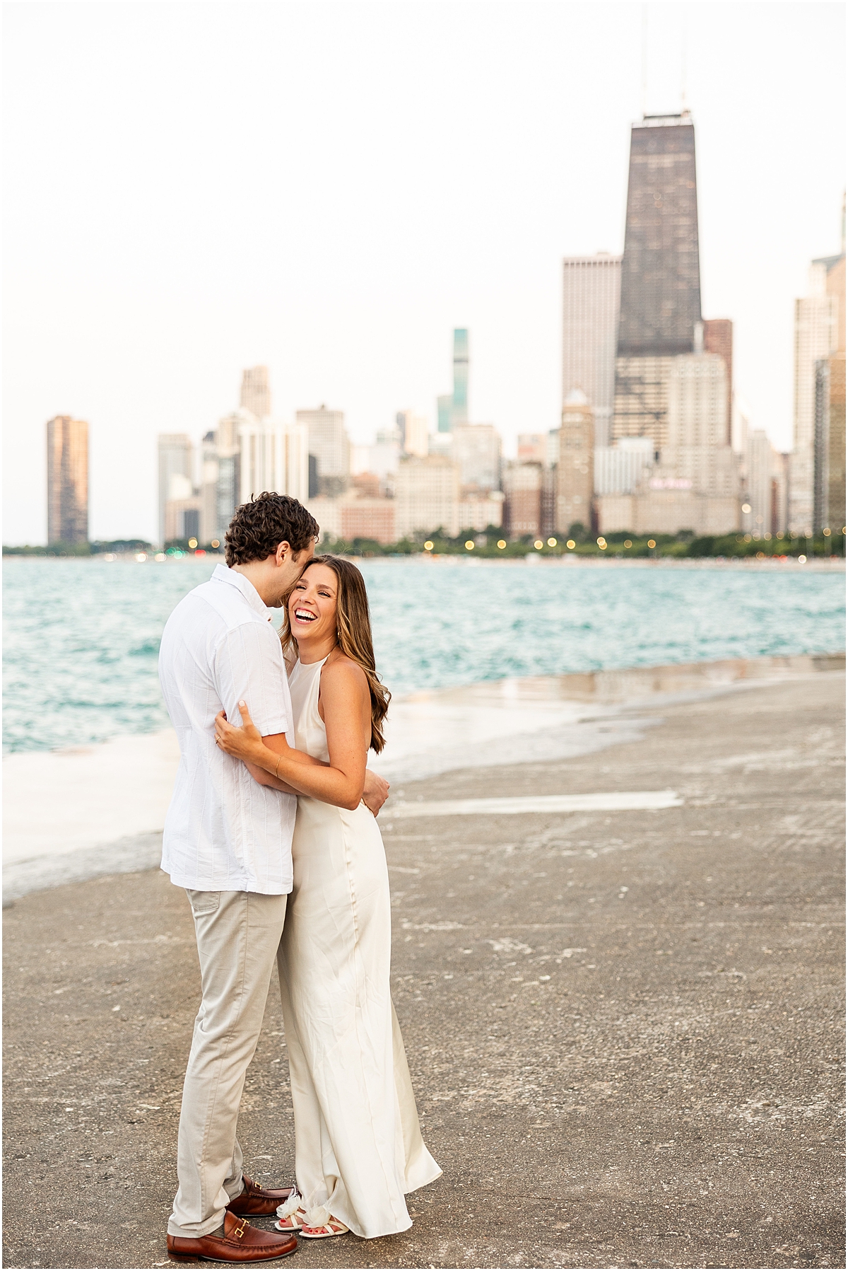 Romantic Summer Chicago Engagement Session in Chicago  Fourth at North Avenue Beach