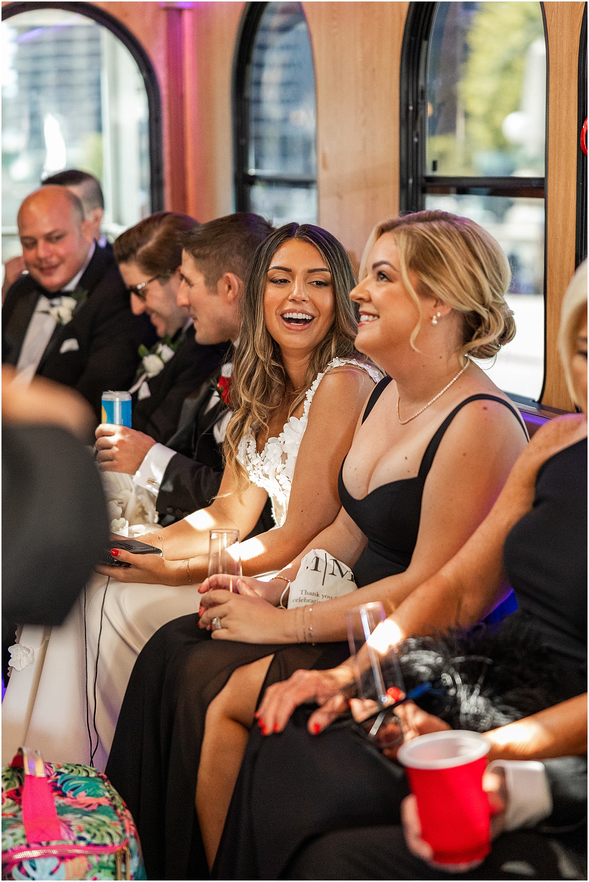 wedding party in transportation