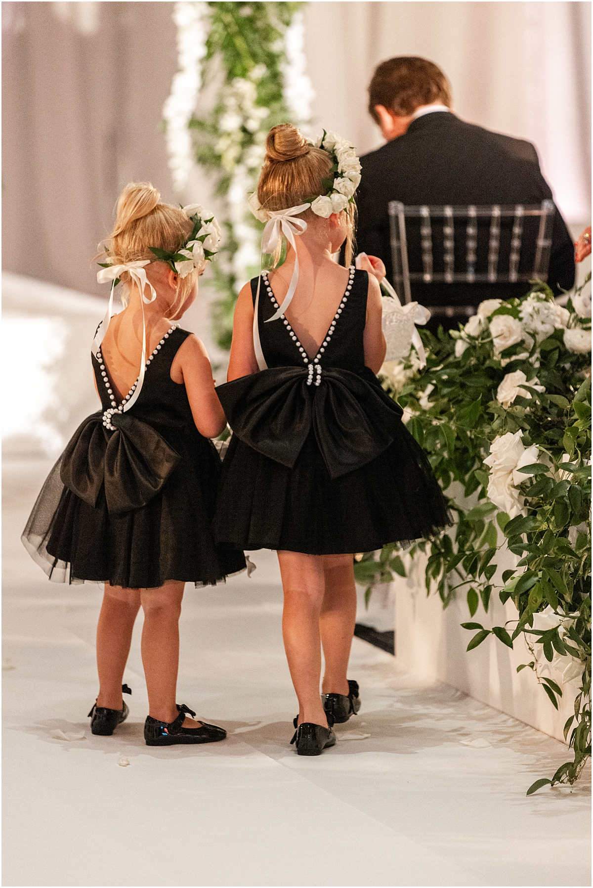 back of flower girls' dresses with big bow 