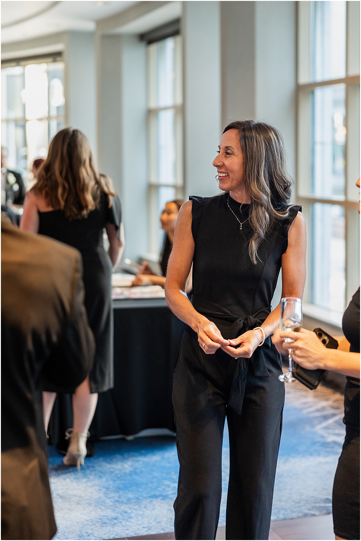 wedding guests enjoy cocktail hour