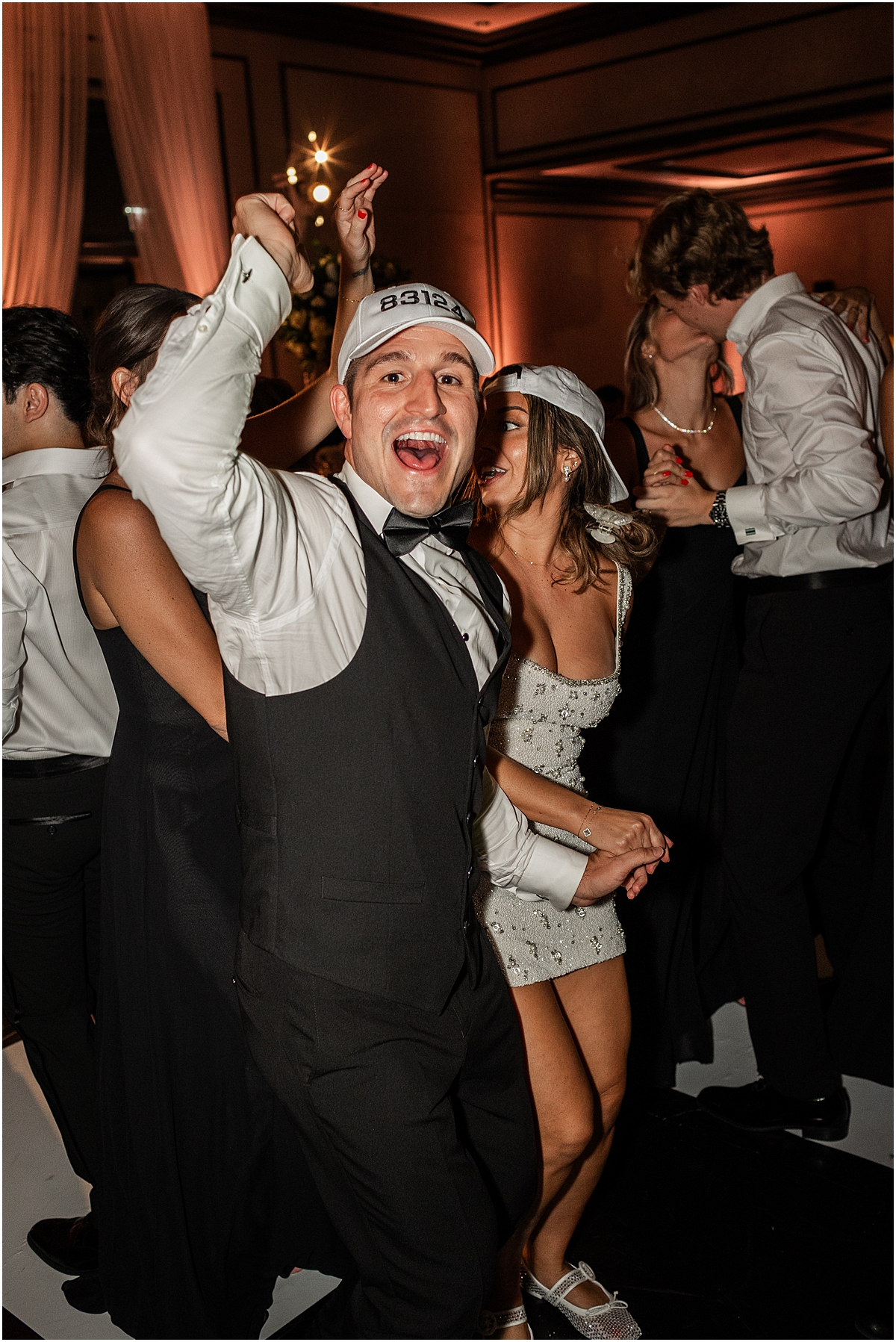 candid bride and groom photos from reception 